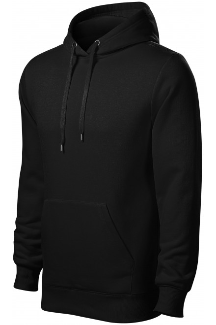 Ανδρική μπλούζα με κουκούλα χωρίς φερμουάρ, μαύρος, μαύρα φούτερ