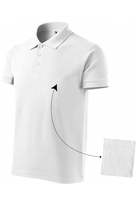 Ανδρικό κομψό πουκάμισο πόλο, λευκό, μπλουζάκια χωρίς εκτύπωση