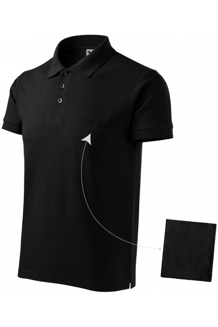 Ανδρικό κομψό πουκάμισο πόλο, μαύρος, ανδρικά μπλουζάκια