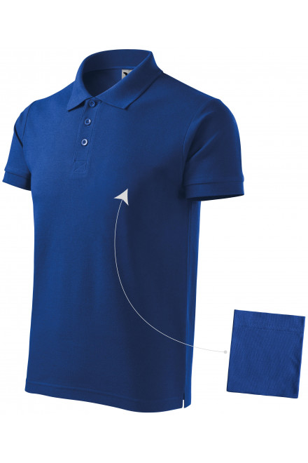 Ανδρικό κομψό πουκάμισο πόλο, μπλε ρουά, ανδρικά μπλουζάκια πόλο