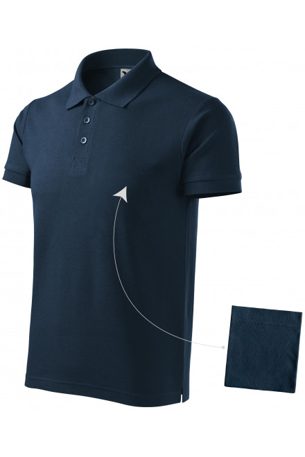 Ανδρικό κομψό πουκάμισο πόλο, σκούρο μπλε, μπλουζάκια με κοντά μανίκια