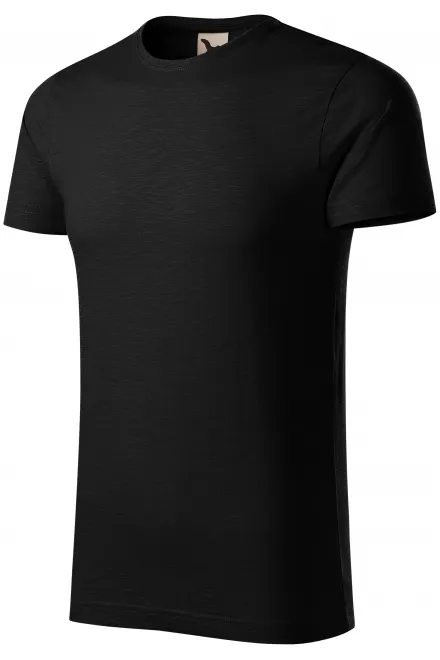 Ανδρικό μπλουζάκι, οργανικό βαμβάκι με υφή, μαύρος