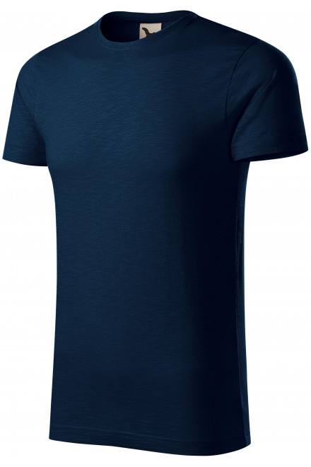 Ανδρικό μπλουζάκι, οργανικό βαμβάκι με υφή, σκούρο μπλε, μονόχρωμα μπλουζάκια