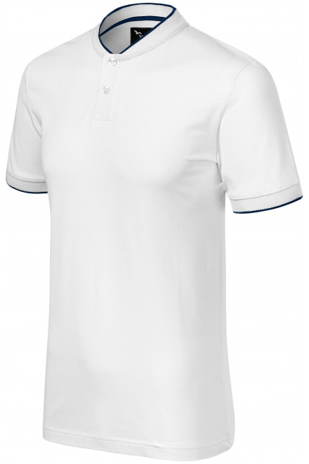 Ανδρικό μπλουζάκι πόλο με γιακά bomber, λευκό, μπλουζάκια με κοντά μανίκια
