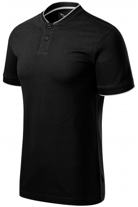 Ανδρικό μπλουζάκι πόλο με γιακά bomber, μαύρος