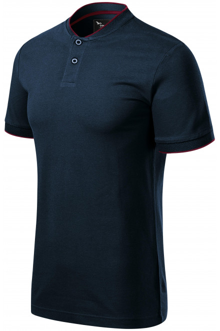 Ανδρικό μπλουζάκι πόλο με γιακά bomber, σκούρο μπλε, μπλουζάκια με κοντά μανίκια