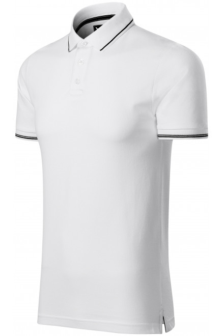 Ανδρικό μπλουζάκι πόλο με λεπτομέρειες σε αντίθεση, λευκό, ανδρικά μπλουζάκια