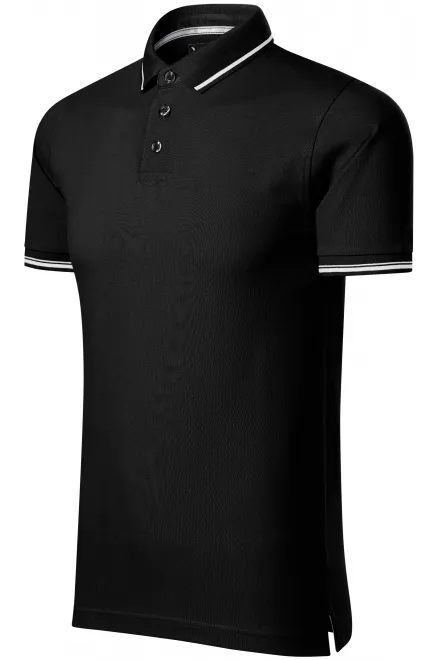 Ανδρικό μπλουζάκι πόλο με λεπτομέρειες σε αντίθεση, μαύρος