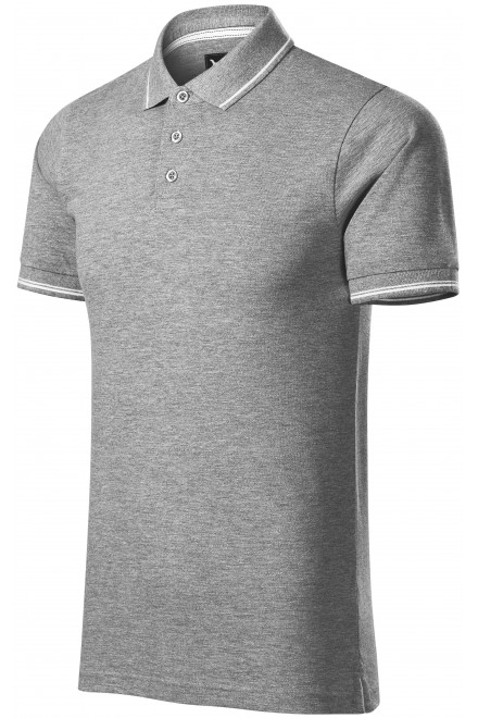 Ανδρικό μπλουζάκι πόλο με λεπτομέρειες σε αντίθεση, σκούρο γκρι μάρμαρο, ανδρικά μπλουζάκια πόλο