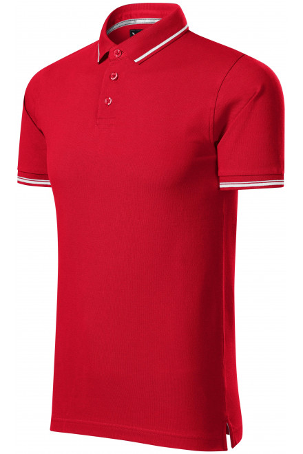 Ανδρικό μπλουζάκι πόλο με λεπτομέρειες σε αντίθεση, τύπος κόκκινο, μπλουζάκια χωρίς εκτύπωση