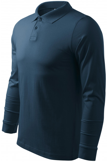 Ανδρικό πουκάμισο με μακρυμάνικο πόλο, σκούρο μπλε