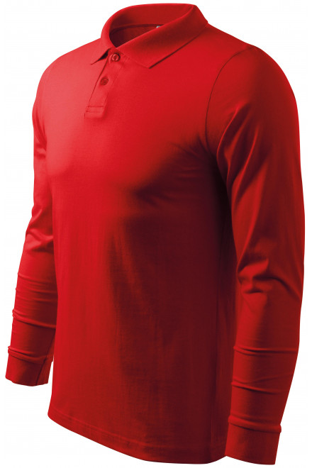 Ανδρικό πουκάμισο με μακρυμάνικο πόλο, το κόκκινο, ανδρικά μπλουζάκια πόλο