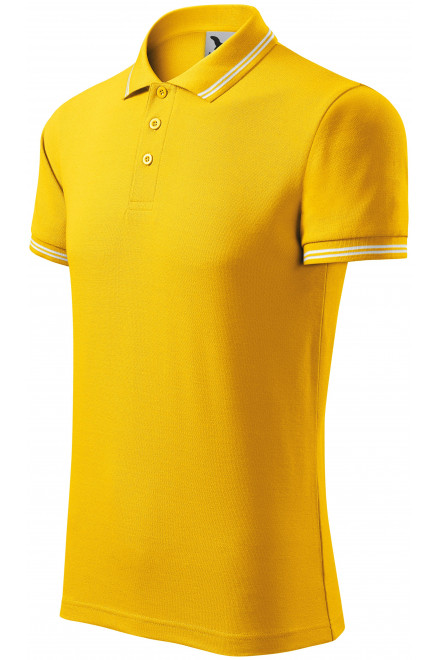Ανδρικό πουκάμισο πόλο αντίθεσης, κίτρινος, ανδρικά μπλουζάκια πόλο