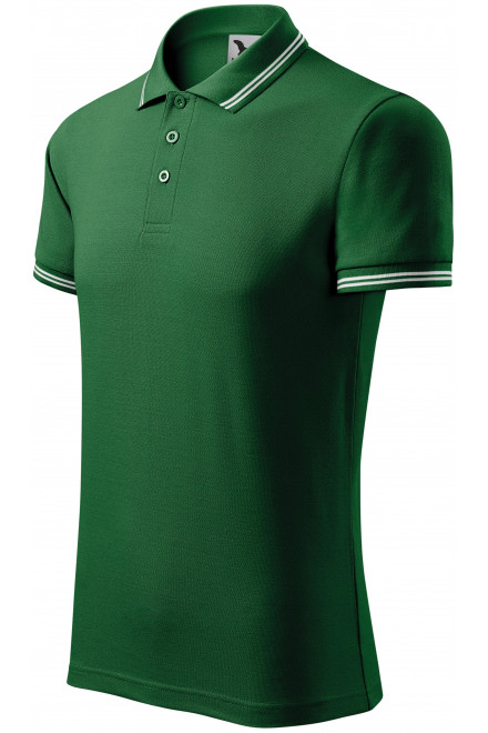 Ανδρικό πουκάμισο πόλο αντίθεσης, πράσινο μπουκάλι, ανδρικά μπλουζάκια πόλο