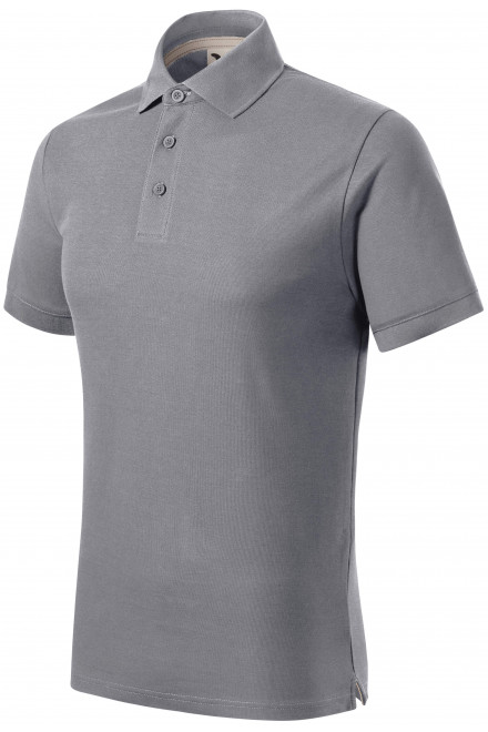 Ανδρικό πουκάμισο πόλο από οργανικό βαμβάκι, ανοιχτό ασήμι, μπλουζάκια χωρίς εκτύπωση