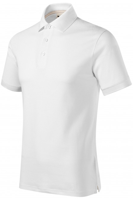 Ανδρικό πουκάμισο πόλο από οργανικό βαμβάκι, λευκό, ανδρικά μπλουζάκια