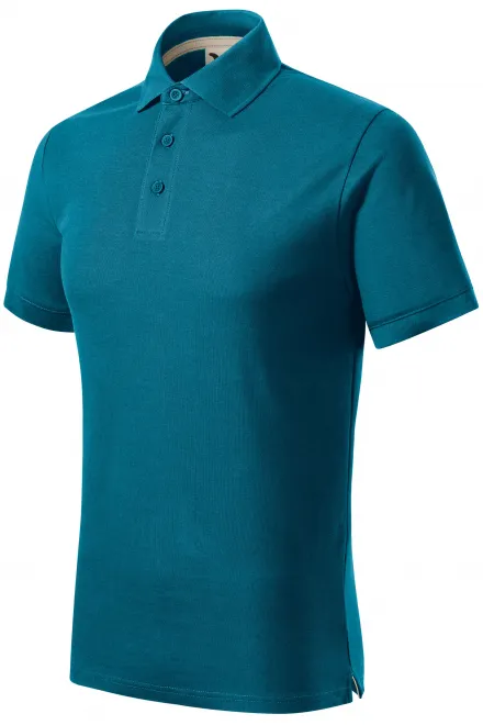 Ανδρικό πουκάμισο πόλο από οργανικό βαμβάκι, μπλε βενζίνης