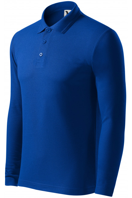 Ανδρικό πουκάμισο πόλο με μακριά μανίκια, μπλε ρουά