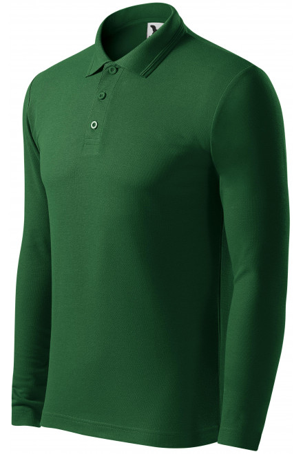 Ανδρικό πουκάμισο πόλο με μακριά μανίκια, πράσινο μπουκάλι, ανδρικά μπλουζάκια