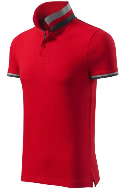Ανδρικό πουκάμισο πόλο με ψηλό γιακά, τύπος κόκκινο