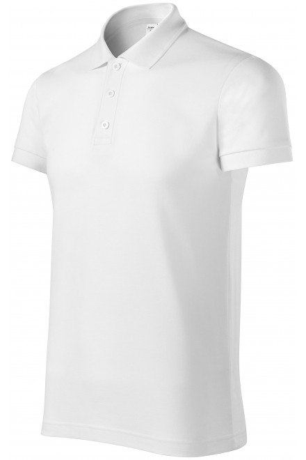 Άνετο ανδρικό πουκάμισο πόλο, λευκό, ανδρικά μπλουζάκια πόλο