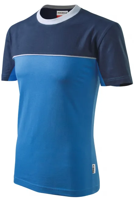 Βαμβακερό δίχρωμο μπλουζάκι, γαλάζιο