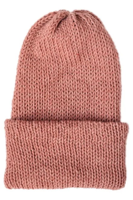 Χειμερινό καπέλο από μαλλί Merino, σκούρο σολομό