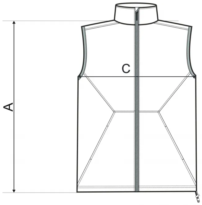 Ανδρικό γιλέκο - πίνακας διαστάσεων