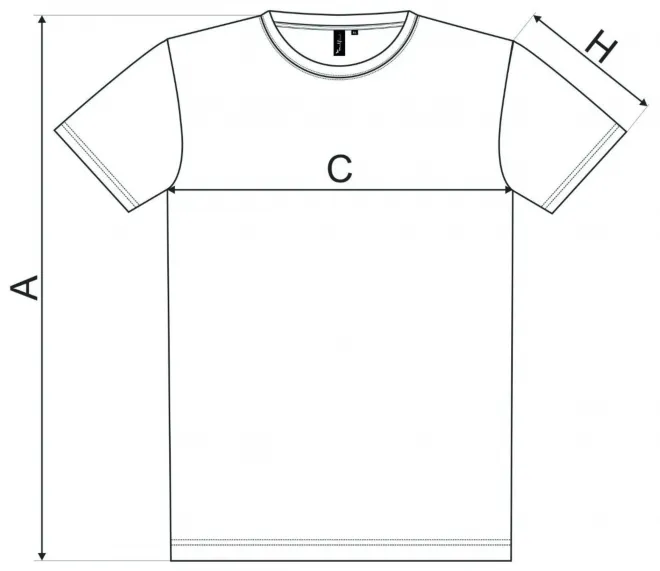 Ανδρικό μπλουζάκι από μαλλί Merino - πίνακας διαστάσεων