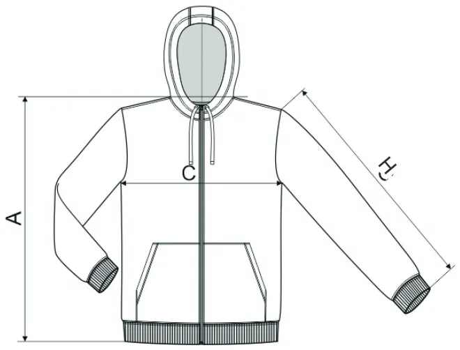 Ανδρικό πουλόβερ καμουφλάζ - πίνακας διαστάσεων