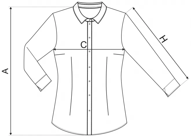 Γυναικεία βαμβακερή μπλούζα με μακριά μανίκια - πίνακας διαστάσεων