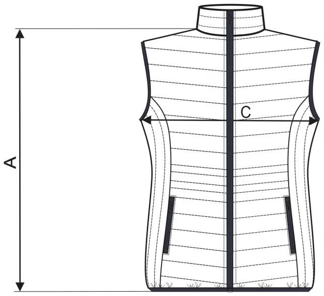 Γυναικείο γιλέκο καπιτονέ - πίνακας διαστάσεων
