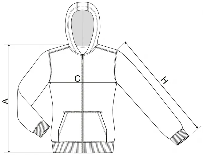 Παιδική μπλούζα με κουκούλα - πίνακας διαστάσεων