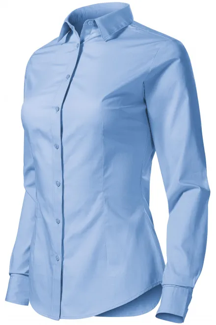 Γυναικεία βαμβακερή μπλούζα με μακριά μανίκια, γαλάζιο του ουρανού