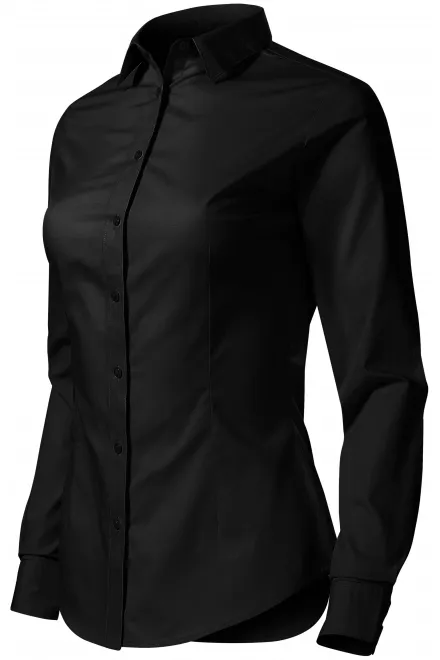 Γυναικεία βαμβακερή μπλούζα με μακριά μανίκια, μαύρος