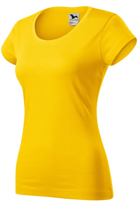 Γυναικεία μπλούζα με λεπτή εφαρμογή και στρογγυλή λαιμόκοψη, κίτρινος