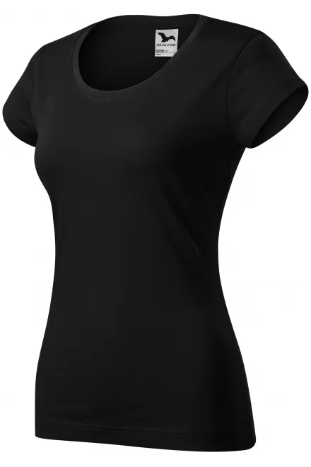 Γυναικεία μπλούζα με λεπτή εφαρμογή και στρογγυλή λαιμόκοψη, μαύρος