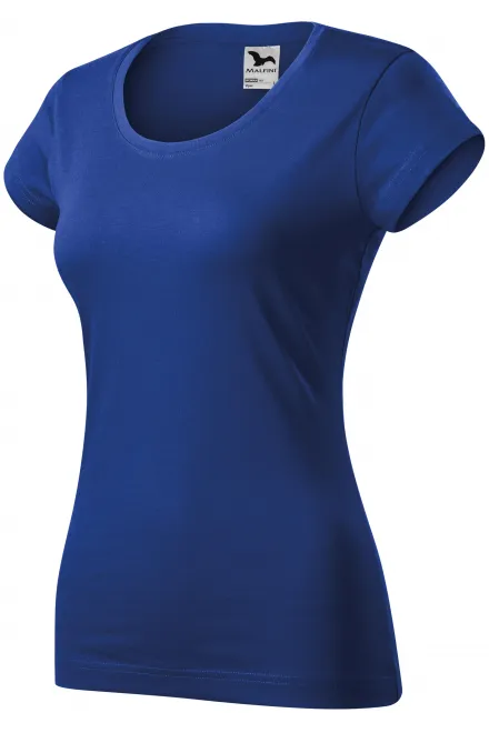 Γυναικεία μπλούζα με λεπτή εφαρμογή και στρογγυλή λαιμόκοψη, μπλε ρουά