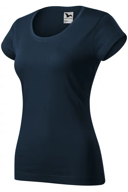 Γυναικεία μπλούζα με λεπτή εφαρμογή και στρογγυλή λαιμόκοψη, σκούρο μπλε