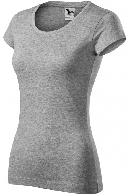 Γυναικεία μπλούζα με λεπτή εφαρμογή και στρογγυλή λαιμόκοψη, σκούρο γκρι μάρμαρο