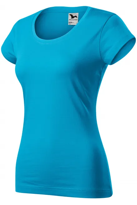 Γυναικεία μπλούζα με λεπτή εφαρμογή και στρογγυλή λαιμόκοψη, τουρκουάζ