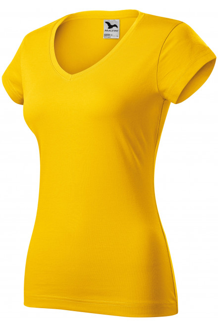 Γυναικεία μπλούζα με ντεκολτέ V, κίτρινος, κίτρινα μπλουζάκια