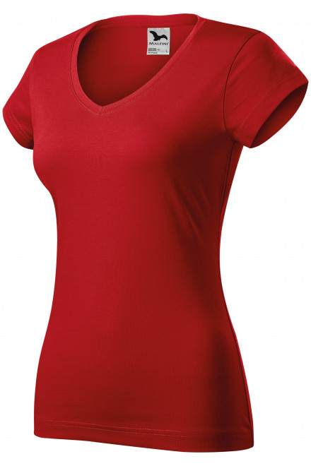 Γυναικεία μπλούζα με ντεκολτέ V, το κόκκινο, κόκκινα μπλουζάκια