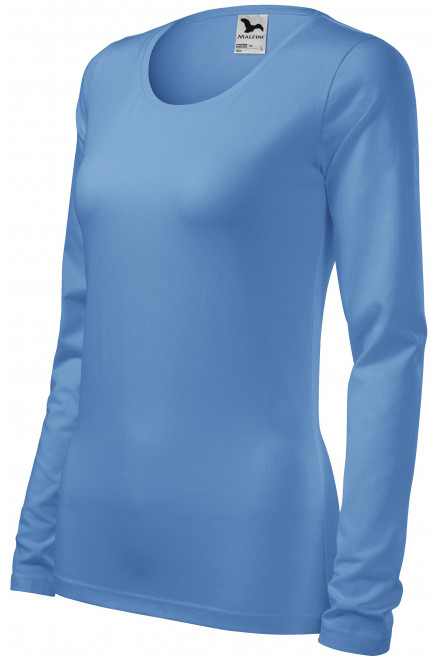 Γυναικείες μπλουζάκι με μακριά μανίκια, γαλάζιο του ουρανού, μονόχρωμα μπλουζάκια