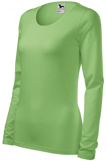 Γυναικείες μπλουζάκι με μακριά μανίκια, πράσινο μπιζέλι