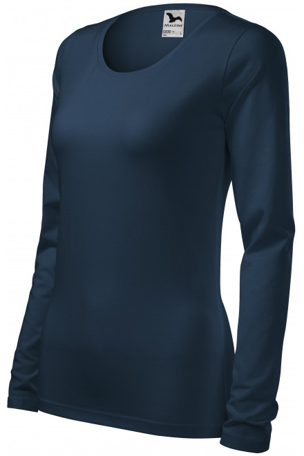Γυναικείες μπλουζάκι με μακριά μανίκια, σκούρο μπλε