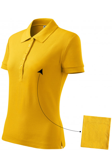 Γυναικείο απλό πουκάμισο πόλο, κίτρινος, βαμβακερά μπλουζάκια
