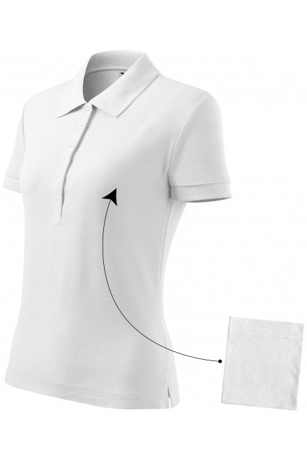 Γυναικείο απλό πουκάμισο πόλο, λευκό, γυναικεία μπλουζάκια πόλο