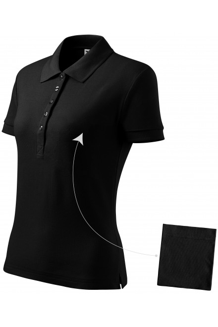 Γυναικείο απλό πουκάμισο πόλο, μαύρος, γυναικεία μπλουζάκια πόλο