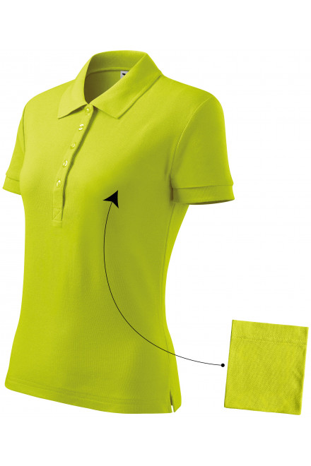 Γυναικείο απλό πουκάμισο πόλο, πράσινο ασβέστη, γυναικεία μπλουζάκια πόλο